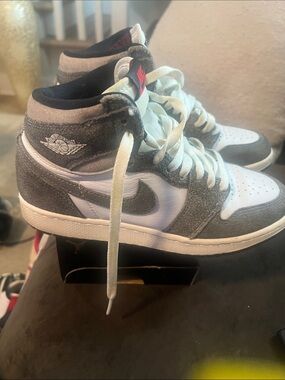 Nike Air Jordan 1 Mid White and Grey Suede